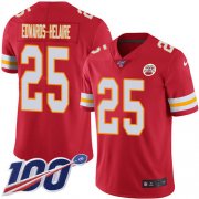 Wholesale Cheap Nike Chiefs #25 Clyde Edwards-Helaire Red Team Color Youth Stitched NFL 100th Season Vapor Untouchable Limited Jersey