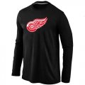 Wholesale Cheap NHL Detroit Red Wings Big & Tall Logo Long Sleeve T-Shirt Black