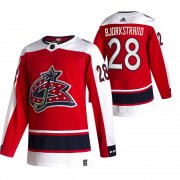 Wholesale Cheap Columbus Blue Jackets #28 Oliver Bjorkstrand Red Men's Adidas 2020-21 Reverse Retro Alternate NHL Jersey