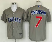 Wholesale Cheap Men's Chicago Cubs #7 Dansby Swanson Grey Stitched MLB Cool Base Nike Jersey