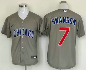 Wholesale Cheap Men\'s Chicago Cubs #7 Dansby Swanson Grey Stitched MLB Cool Base Nike Jersey