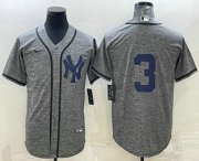 Wholesale Cheap Men's New York Yankees #3 Babe Ruth No Name Grey Gridiron Cool Base Stitched Jersey