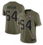 Wholesale Cheap Men's New England Patriots #54 Tedy Bruschi 2022 Olive Salute To Service Limited Stitched Jersey