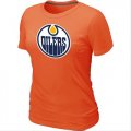 Wholesale Cheap Women's NHL Edmonton Oilers Big & Tall Logo T-Shirt Orange