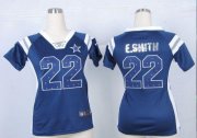 Wholesale Cheap Nike Cowboys #22 Emmitt Smith Navy Blue Team Color Women's Stitched NFL Elite Draft Him Shimmer Jersey