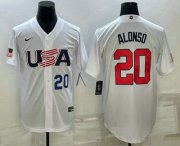 Wholesale Cheap Men's USA Baseball #20 Pete Alonso Number 2023 White World Baseball Classic Stitched Jerseys