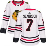 Wholesale Cheap Adidas Blackhawks #7 Brent Seabrook White Road Authentic Women's Stitched NHL Jersey