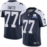 Wholesale Cheap Nike Cowboys #77 Tyron Smith Navy Blue Thanksgiving Men's Stitched With Established In 1960 Patch NFL Vapor Untouchable Limited Throwback Jersey