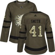 Wholesale Cheap Adidas Flames #41 Mike Smith Green Salute to Service Women's Stitched NHL Jersey