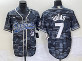 Wholesale Cheap Men's Los Angeles Dodgers #7 Julio Urias Gray Camo Cool Base With Patch Stitched Baseball Jersey