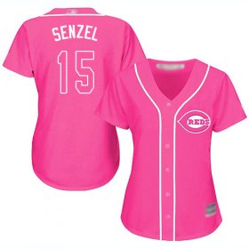 Wholesale Cheap Reds #15 Nick Senzel Pink Fashion Women\'s Stitched MLB Jersey