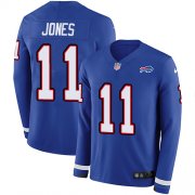 Wholesale Cheap Nike Bills #11 Zay Jones Royal Blue Team Color Men's Stitched NFL Limited Therma Long Sleeve Jersey