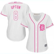 Wholesale Cheap Tigers #8 Justin Upton White/Pink Fashion Women's Stitched MLB Jersey