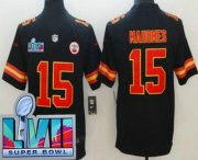 Wholesale Cheap Youth Kansas City Chiefs #15 Patrick Mahomes Limited Black Super Bowl LVII Vapor Jersey