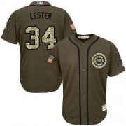 Wholesale Cheap Cubs #34 Jon Lester Green Salute to Service Stitched Youth MLB Jersey