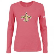 Wholesale Cheap Women's Nike New Orleans Saints Of The City Long Sleeve Tri-Blend NFL T-Shirt Pink
