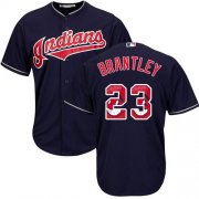 Wholesale Cheap Indians #23 Michael Brantley Navy Blue Team Logo Fashion Stitched MLB Jersey