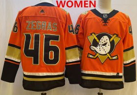 Wholesale Cheap Women\'s Anaheim Ducks #46 Trevor Zegras Orange Authentic Adidas Jersey