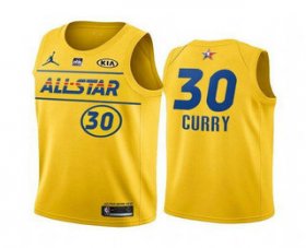 Wholesale Cheap Men\'s 2021 All-Star #30 Stephen Curry Yellow Western Conference Stitched NBA Jersey