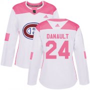 Wholesale Cheap Adidas Canadiens #24 Phillip Danault White/Pink Authentic Fashion Women's Stitched NHL Jersey