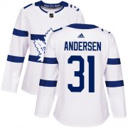 Wholesale Cheap Adidas Maple Leafs #31 Frederik Andersen White Authentic 2018 Stadium Series Women's Stitched NHL Jersey