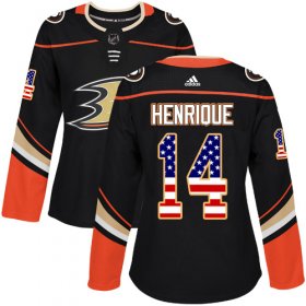 Wholesale Cheap Adidas Ducks #14 Adam Henrique Black Home Authentic USA Flag Women\'s Stitched NHL Jersey