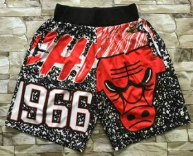 Wholesale Cheap Men\'s Chicago Bulls Black Big Face Mitchell Ness Hardwood Classics Soul Swingman Throwback Shorts