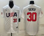 Wholesale Cheap Men's USA Baseball #30 Kyle Tucker Number 2023 White World Baseball Classic Stitched Jerseys