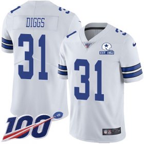 Wholesale Cheap Nike Cowboys #31 Trevon Diggs White Men\'s Stitched With Established In 1960 Patch NFL 100th Season Vapor Untouchable Limited Jersey
