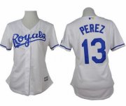 Wholesale Cheap Royals #13 Salvador Perez White Home Women's Stitched MLB Jersey