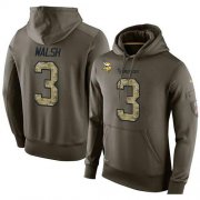 Wholesale Cheap NFL Men's Nike Minnesota Vikings #3 Blair Walsh Stitched Green Olive Salute To Service KO Performance Hoodie