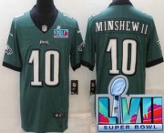 Wholesale Cheap Men's Philadelphia Eagles #10 Gardner Minshew II Limited Green Super Bowl LVII Vapor Jersey