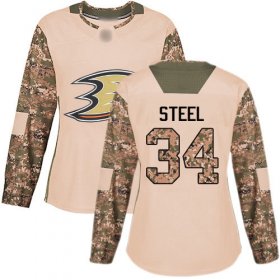 Wholesale Cheap Adidas Ducks #34 Sam Steel Camo Authentic 2017 Veterans Day Women\'s Stitched NHL Jersey