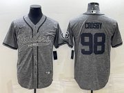 Wholesale Cheap Men's Las Vegas Raiders #98 Maxx Crosby Gray With Patch Cool Base Stitched Baseball Jersey