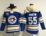 Wholesale Cheap Blue Jays #55 Russell Martin Blue Sawyer Hooded Sweatshirt MLB Hoodie