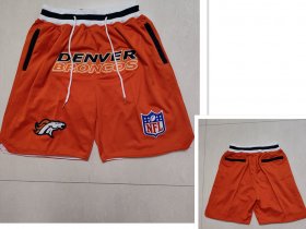 Wholesale Men\'s Denver Broncos Orange Just Don Shorts