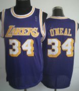 Wholesale Cheap Los Angeles Lakers #34 Shaquille O'neal Purple Swingman Throwback Jersey