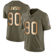 Wholesale Cheap Nike Dolphins #90 Shaq Lawson Olive/Gold Men's Stitched NFL Limited 2017 Salute To Service Jersey