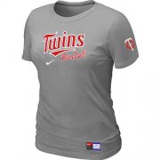 Wholesale Cheap Women's Minnesota Twins Nike Short Sleeve Practice MLB T-Shirt Light Grey