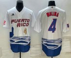 Wholesale Cheap Mens Puerto Rico Baseball #4 Carlos Correa Number 2023 White World Baseball Classic Stitched Jersey
