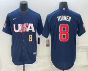 Wholesale Cheap Men's USA Baseball #8 Trea Turner Number 2023 Navy World Baseball Classic Stitched Jersey