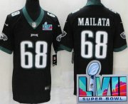 Wholesale Cheap Men's Philadelphia Eagles #68 Jordan Mailata Limited Black Super Bowl LVII Vapor Jersey