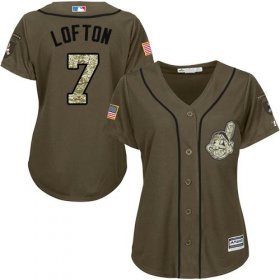 Wholesale Cheap Indians #7 Kenny Lofton Green Salute to Service Women\'s Stitched MLB Jersey