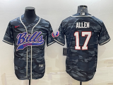 Wholesale Cheap Men's Buffalo Bills Blank #17 Josh Allen Grey Navy Camo With Patch Cool Base Stitched Baseball Jersey