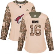 Wholesale Cheap Adidas Coyotes #16 Max Domi Camo Authentic 2017 Veterans Day Women's Stitched NHL Jersey