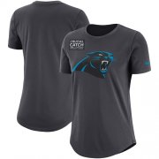 Wholesale Cheap NFL Women's Carolina Panthers Nike Anthracite Crucial Catch Tri-Blend Performance T-Shirt