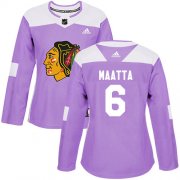 Wholesale Cheap Adidas Blackhawks #6 Olli Maatta Purple Authentic Fights Cancer Women's Stitched NHL Jersey
