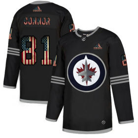 Wholesale Cheap Winnipeg Jets #81 Kyle Connor Adidas Men\'s Black USA Flag Limited NHL Jersey
