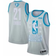 Wholesale Cheap Men 2022 All Star 21 Joel Embiid Blue Eastern Conference Gray Eastern Conference Basketball Jersey