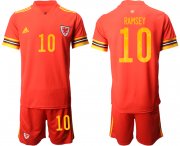 Wholesale Cheap Men 2021 European Cup Welsh home red 10 Soccer Jersey
